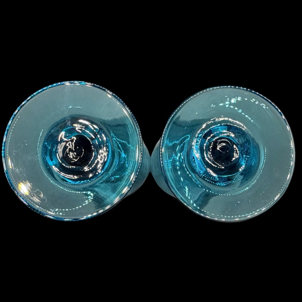 Vintage Cristar Rioja Wine Drinking Glass Goblet, Aqua Blue 8"‎ Tall Set of 2 - Picture 4 of 5